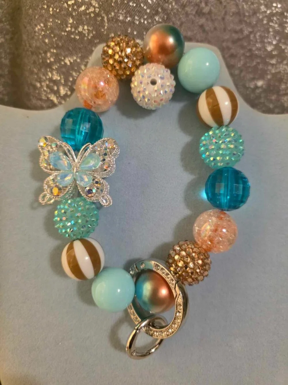 Handmade Beaded Butterfly Keychain Wristlet